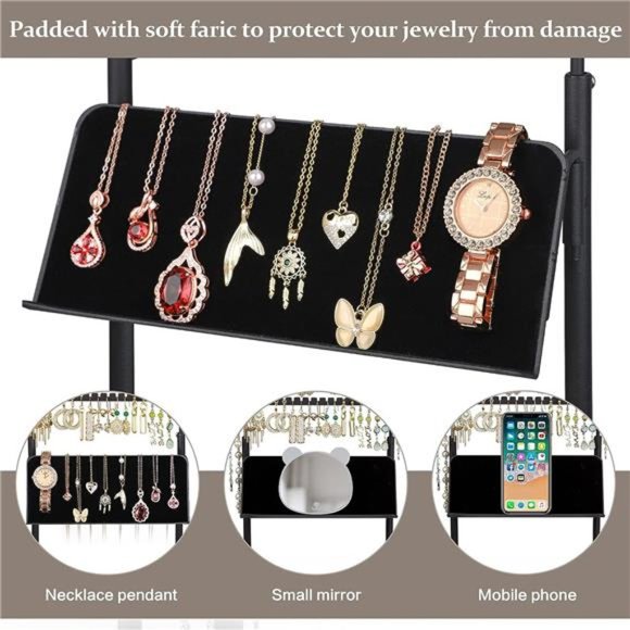 Jewelry Organizer, Jewelry Stand with Necklace Display Holder 3 Tier Organizer - Picture 2 of 7